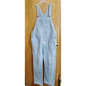 Vintage Big Smith Overalls Striped USA Men's Denim Blue White Sz 46? *Read